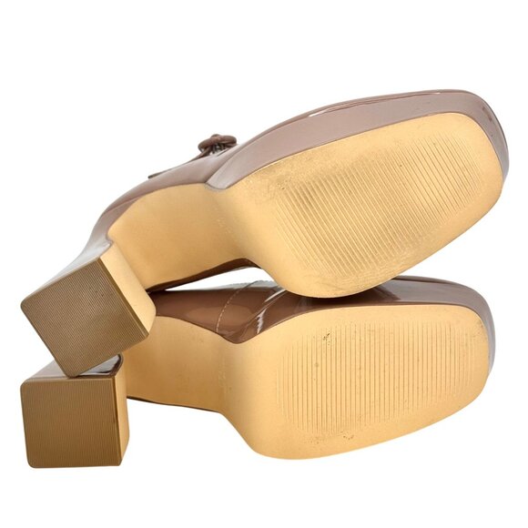 Nine West Nude Kares Patent Leather Platform Mary Jane Heels Retro Size 7.5 NEW! - Picture 7 of 15